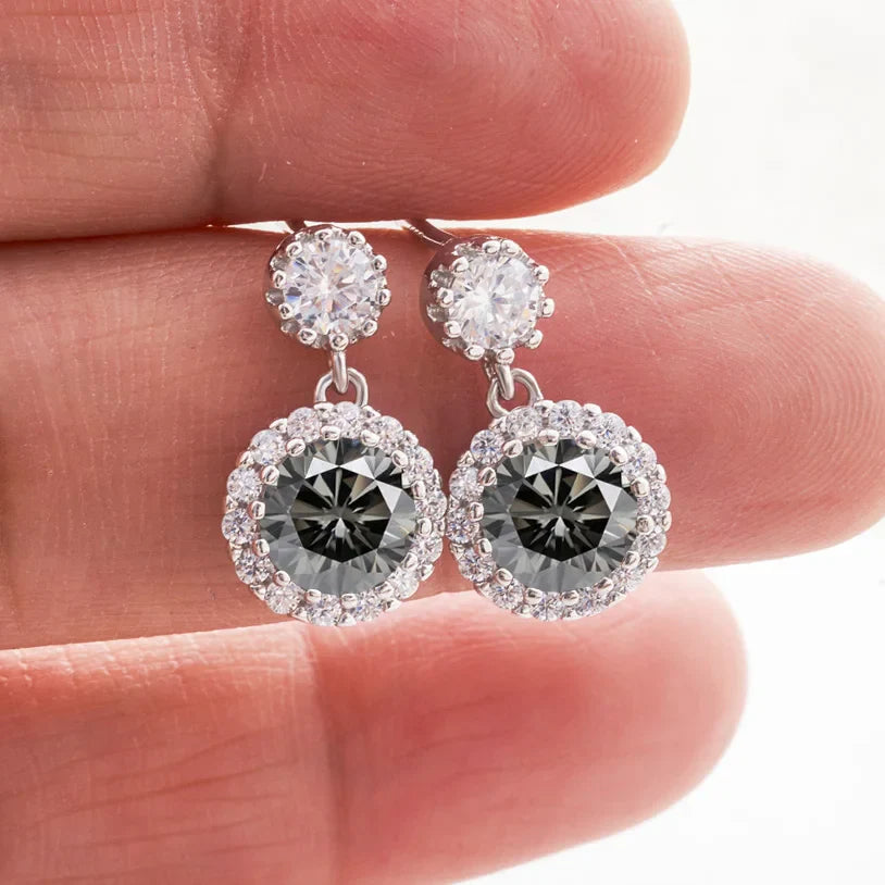 Boucles d'oreilles pendantes en moissanite 1 carat pour femme en argent sterling S925 plaqué or blanc 18 carats