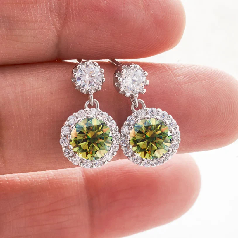 Boucles d'oreilles pendantes en moissanite 1 carat pour femme en argent sterling S925 plaqué or blanc 18 carats