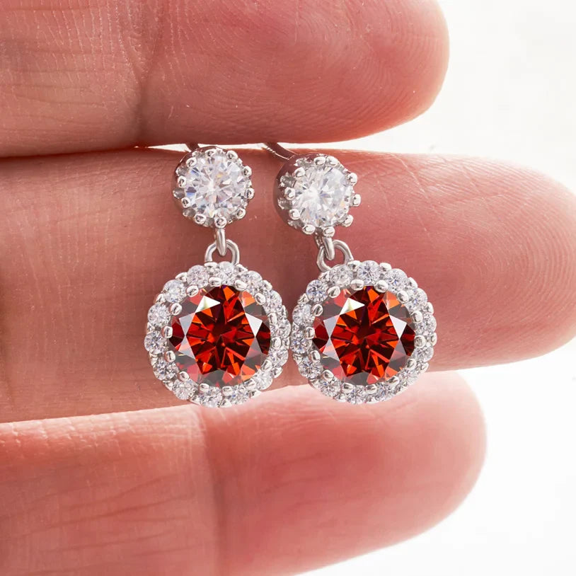 Boucles d'oreilles pendantes en moissanite 1 carat pour femme en argent sterling S925 plaqué or blanc 18 carats