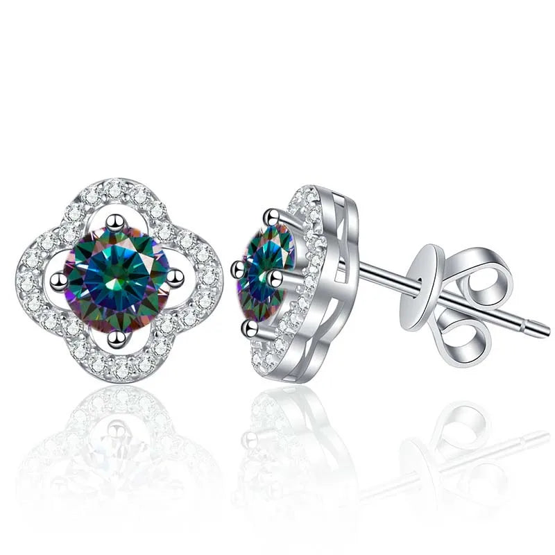 1 Karat Moissanit Ohrstecker für Damen 925 Sterling Silber Hochzeitsgeschenk