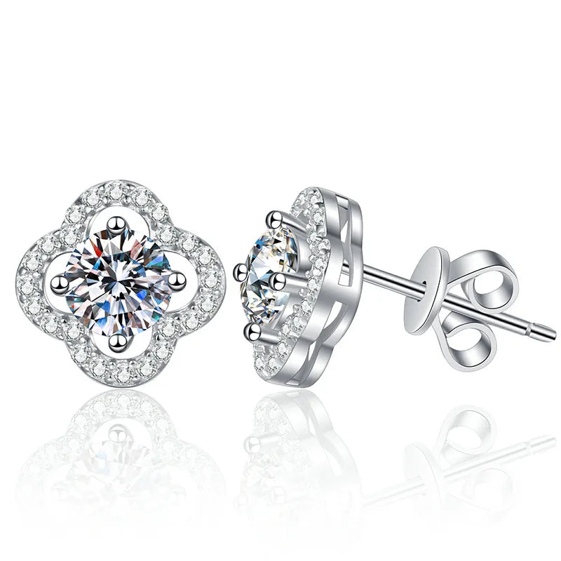1 Karat Moissanit Ohrstecker für Damen 925 Sterling Silber Hochzeitsgeschenk