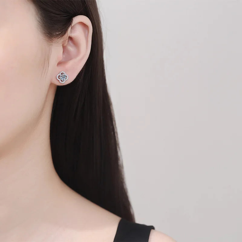 1 Karat Moissanit Ohrstecker für Damen 925 Sterling Silber Hochzeitsgeschenk