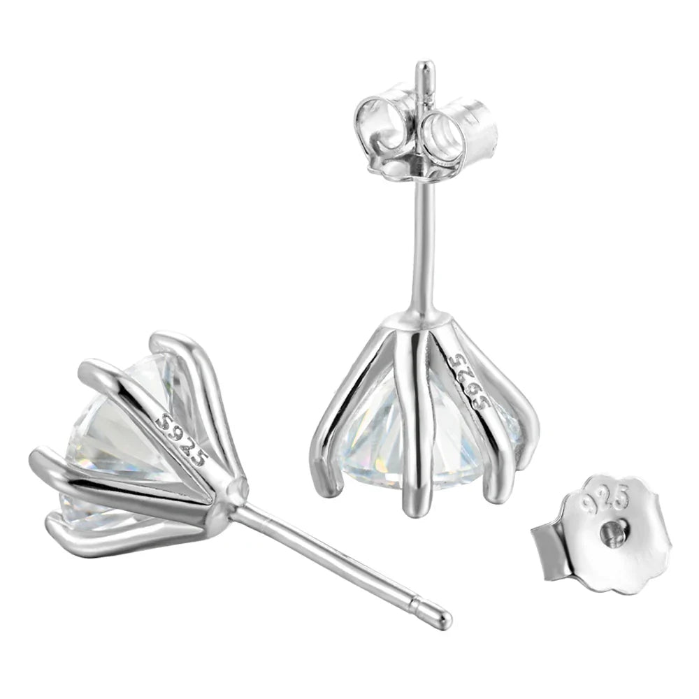 Boucles d'oreilles clous en Moissanite 1 carat pour femme, certifiées GRA, plaquées or blanc 18 carats
