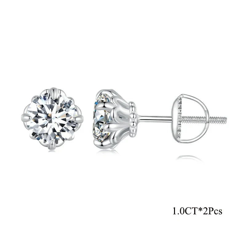 Openwork Moissanite Screw-Back Stud Earrings in Silver