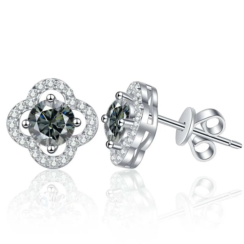 1 Karat Moissanit Ohrstecker für Damen 925 Sterling Silber Hochzeitsgeschenk