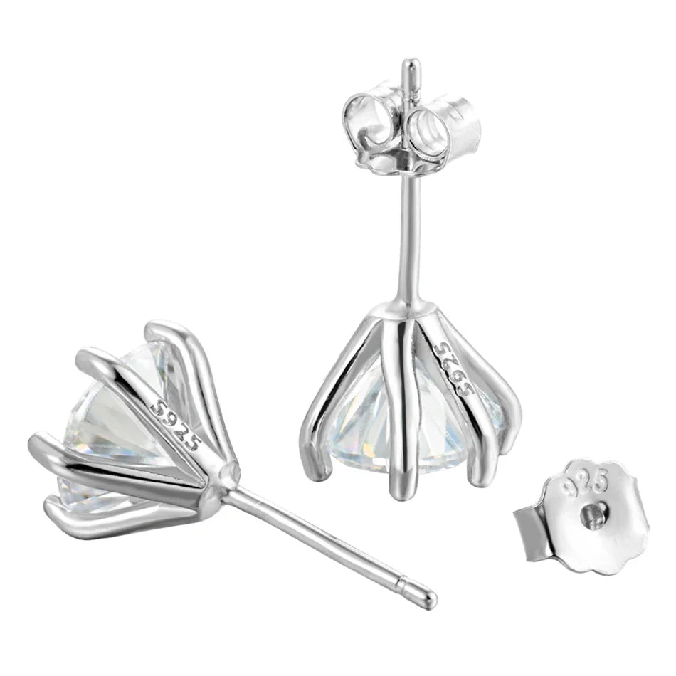 Boucles d'oreilles clous en Moissanite 1 carat pour femme, certifiées GRA, plaquées or blanc 18 carats