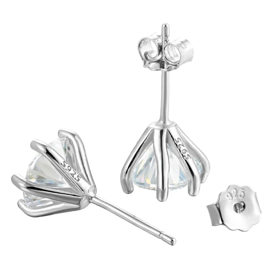 Six-Prong Round Moissanite Solitaire Stud Earrings