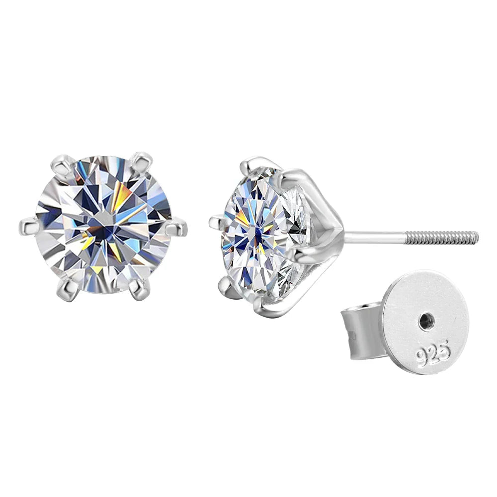 Boucles d'oreilles clous en Moissanite 1 carat pour femme, certifiées GRA, plaquées or blanc 18 carats