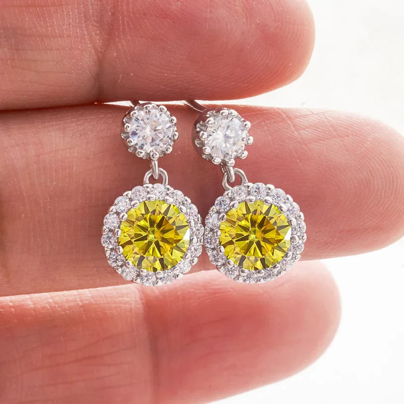 Boucles d'oreilles pendantes en moissanite 1 carat pour femme en argent sterling S925 plaqué or blanc 18 carats