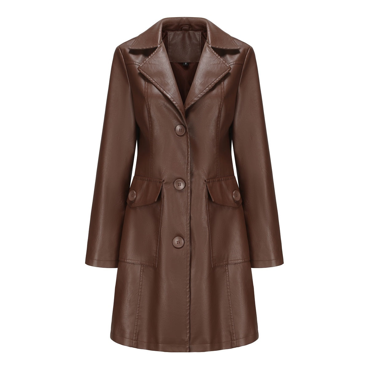 Women’s Long Leather Trench Coat – Fashion Outerwear