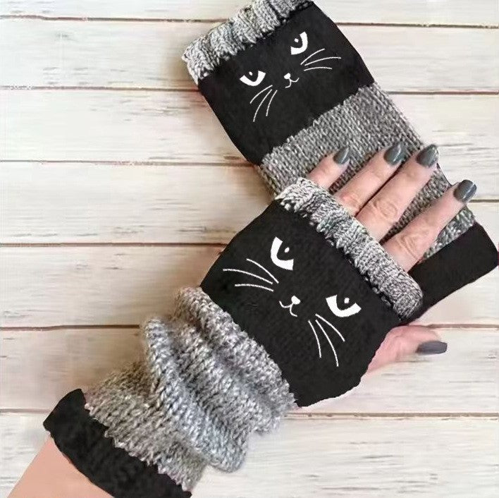 New Autumnwinter Stylish And Warm Patchwork Embroidered Gloves