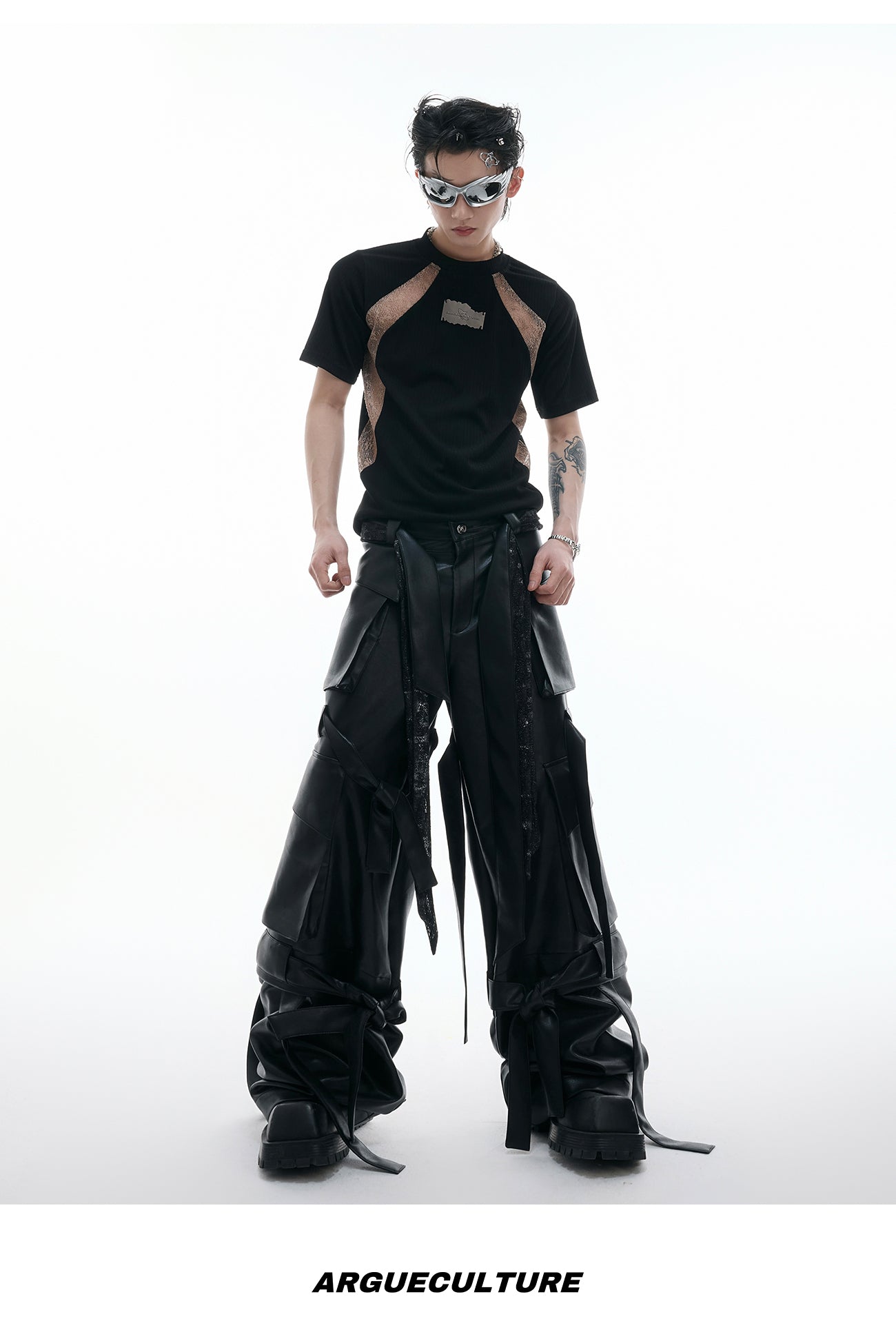 Niche Deconstruction Contrast Color Retro Short-sleeved Slim-fit Pit Texture Bottoming Shirt