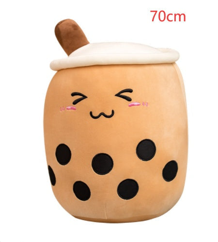 Cute Fruit Drink Plush Stuffed Soft Strawberry Milk Tea Plush Boba Tea Cup Toy Bubble Tea Pillow Cushion Kids Gift