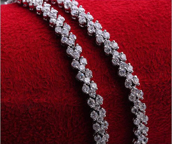 White Gold Plated Multi-Diamond Bracelet
