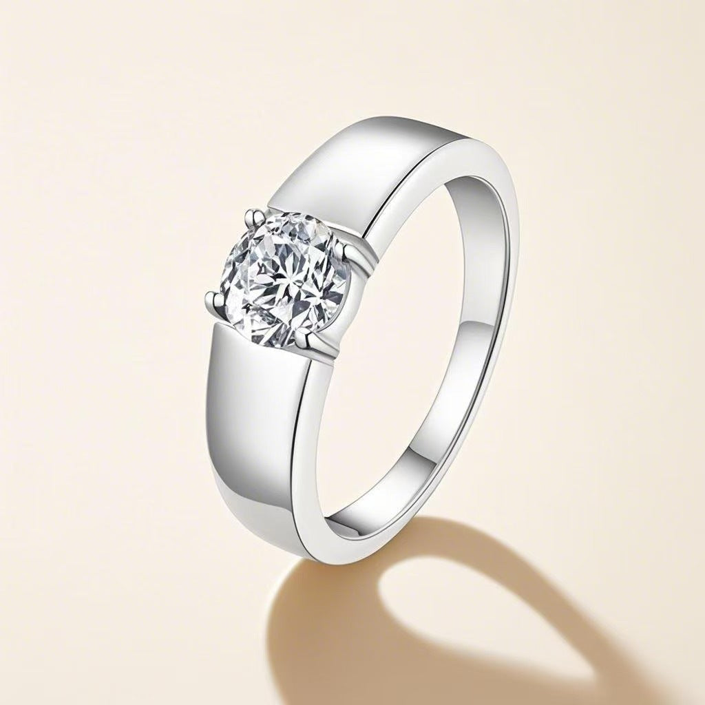 Sterling Silver Moissanite Ring Temperament Adjustable Opening