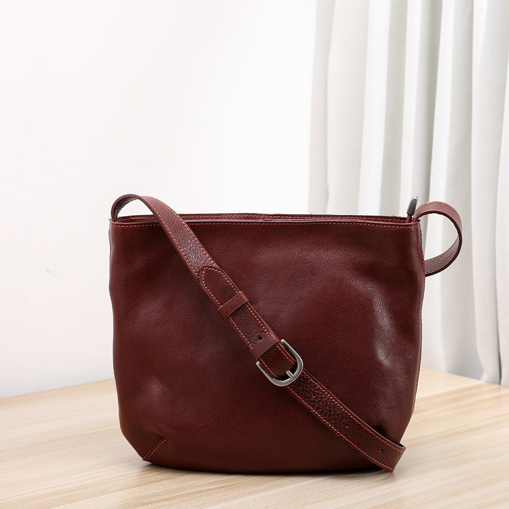 Womens Fashionable Washed-Effect Minimalist Shoulder Bag