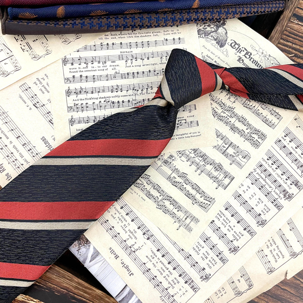 Retro Coffee Color Orange Red Striped Tie Hand Hit 8CM Men
