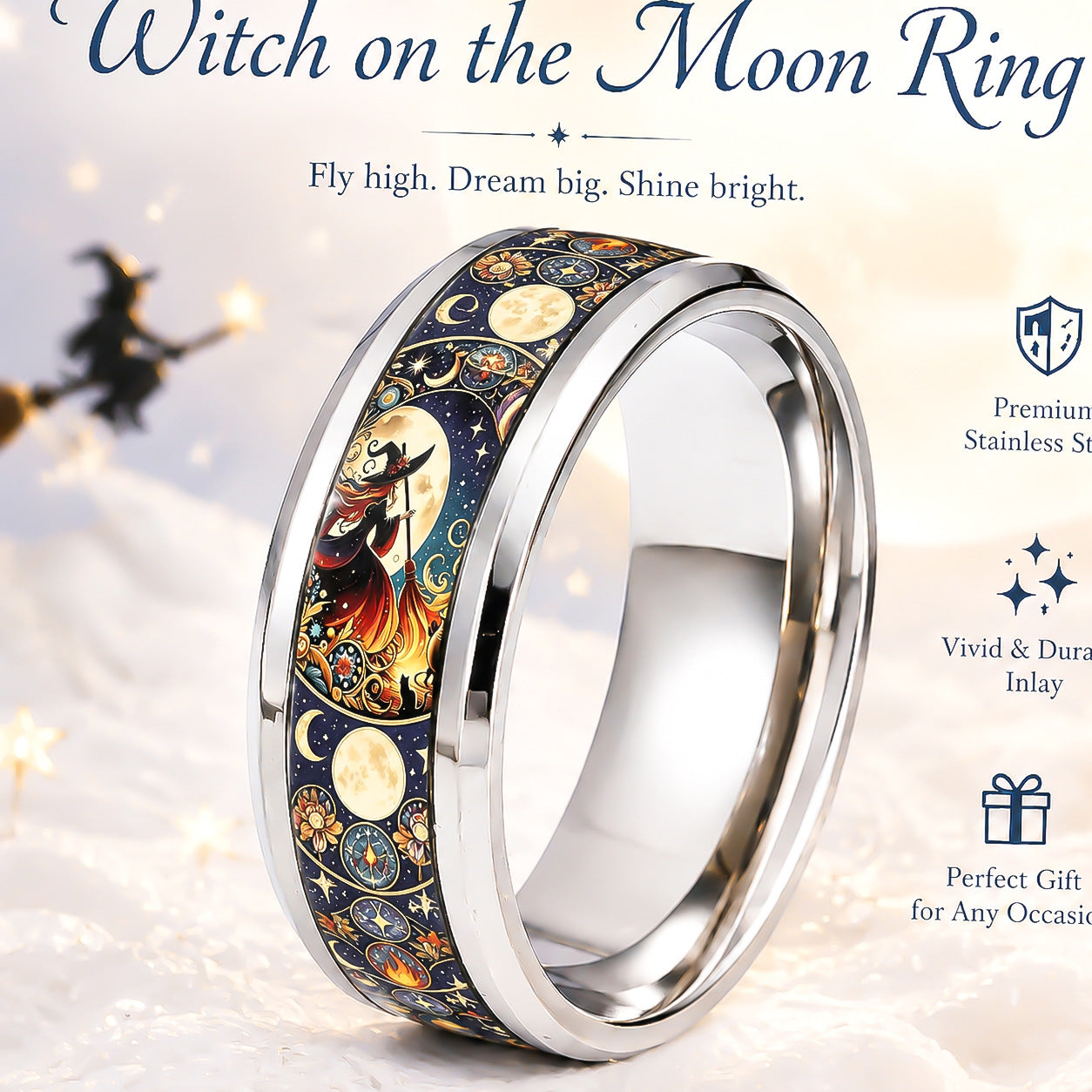 Butterfly Star Moon And Red Rose Colorful Ring For Women