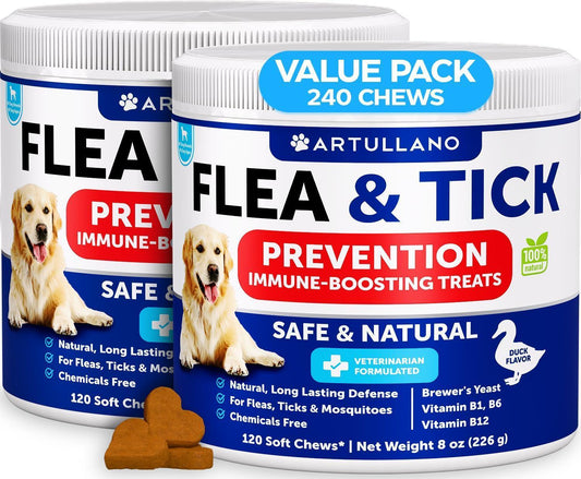 Flea & Tick Chews for Dogs 240 Count 2-Pack Vitamins B1/B6/B12 All Breeds