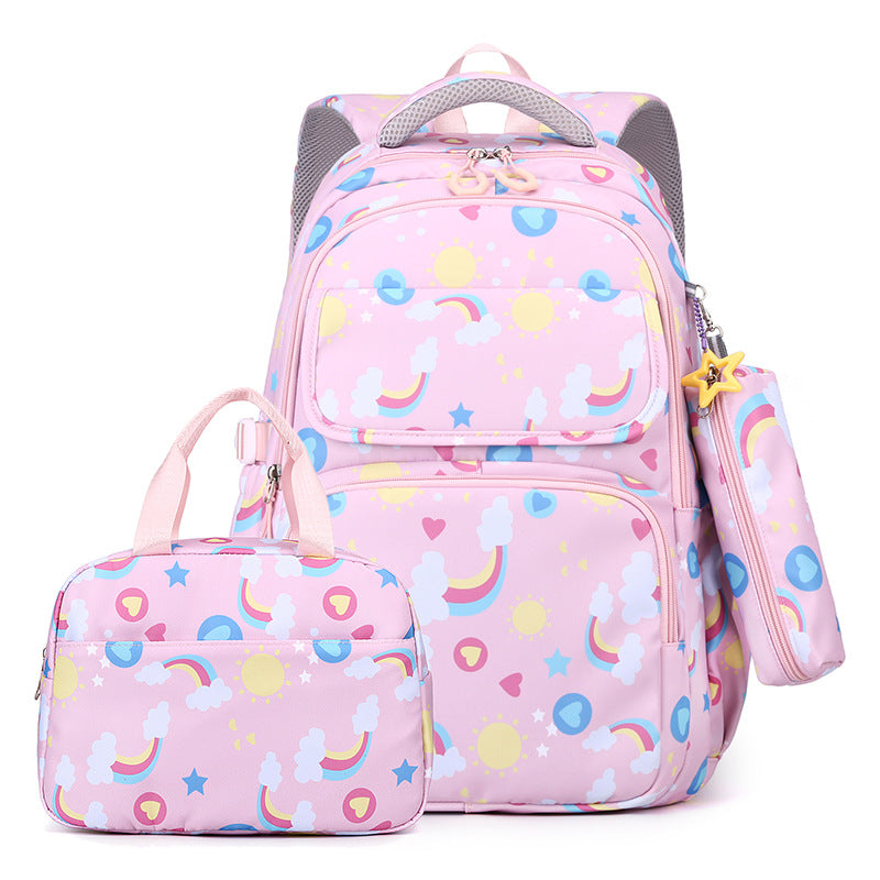 Back-protecting Large-capacity Three-piece Student School Bag Set
