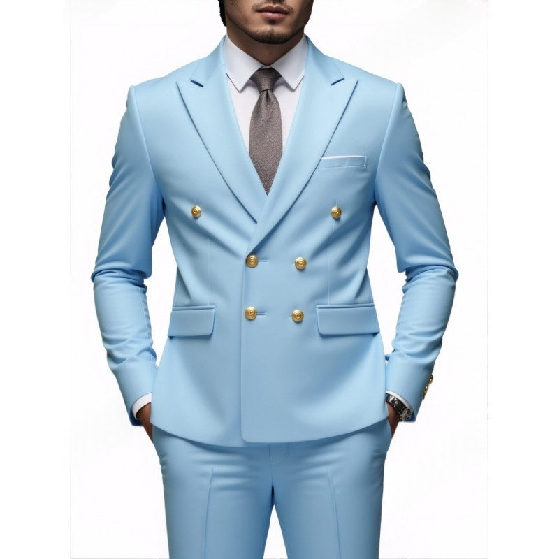 Mens Double-Breasted Fashionable Casual Blazer