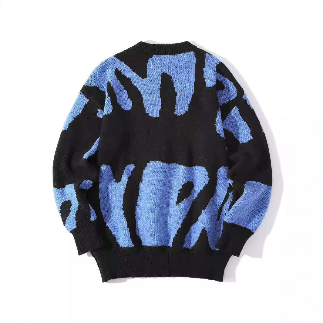 Color-blocked Irregular Wave-pattern Sweater For Men