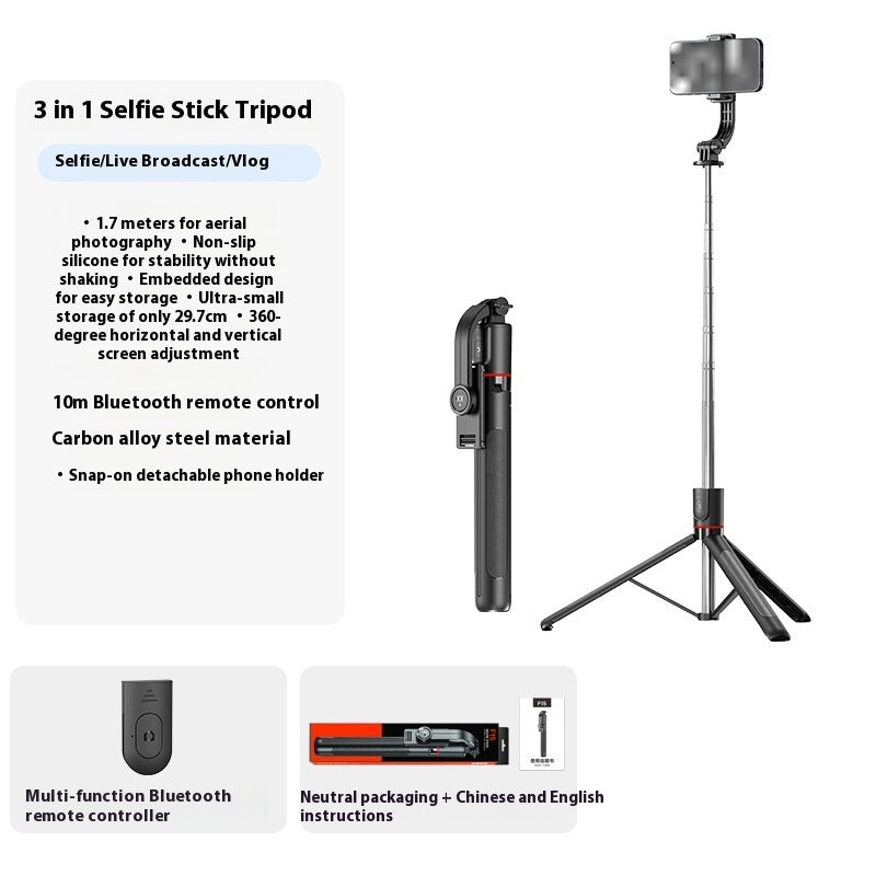 Selfie Stick Portable Tripod Bluetooth Telescopic Rod