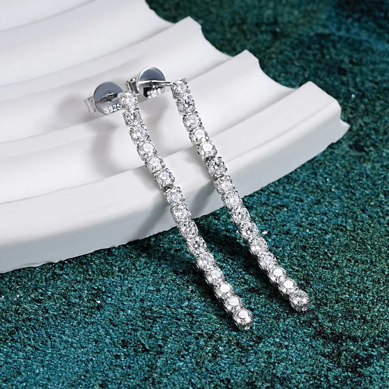 2.5mm Moissanit Quasten-Ohrstecker 925 Sterling Silber Tennis-Kette
