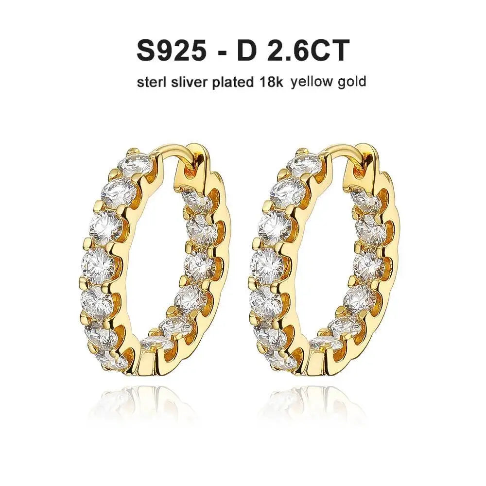 2,6 Karat D-Farbe Moissanit 925 Sterling Silber Weißgold plattierte Creolen für Damen zur Hochzeit
