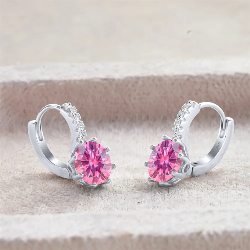 2 Carat Moissanite Drop Earrings Sterling Silver Solitaire Studs For Women