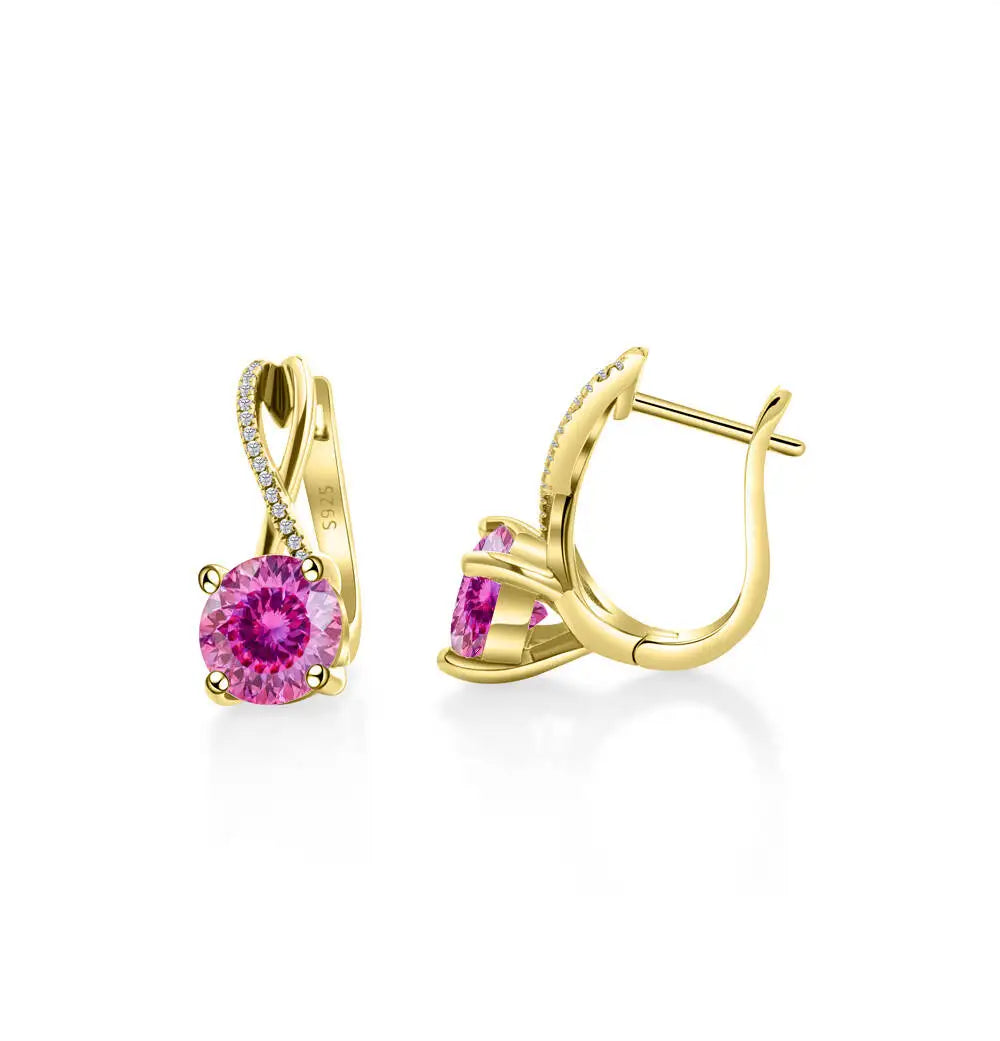 Boucles d'oreilles clips moissanite 2 carats, argent sterling 925, clous entrelacés, cadeau