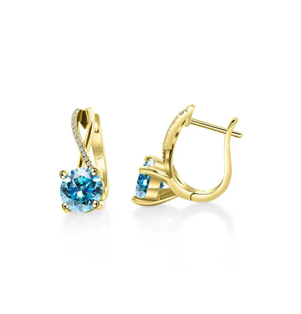 Boucles d'oreilles clips moissanite 2 carats, argent sterling 925, clous entrelacés, cadeau