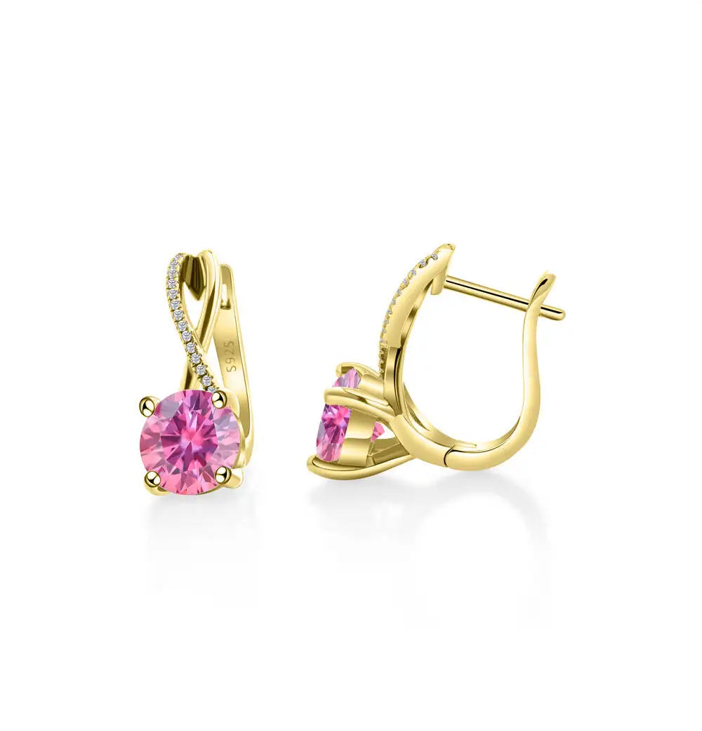 Boucles d'oreilles clips moissanite 2 carats, argent sterling 925, clous entrelacés, cadeau