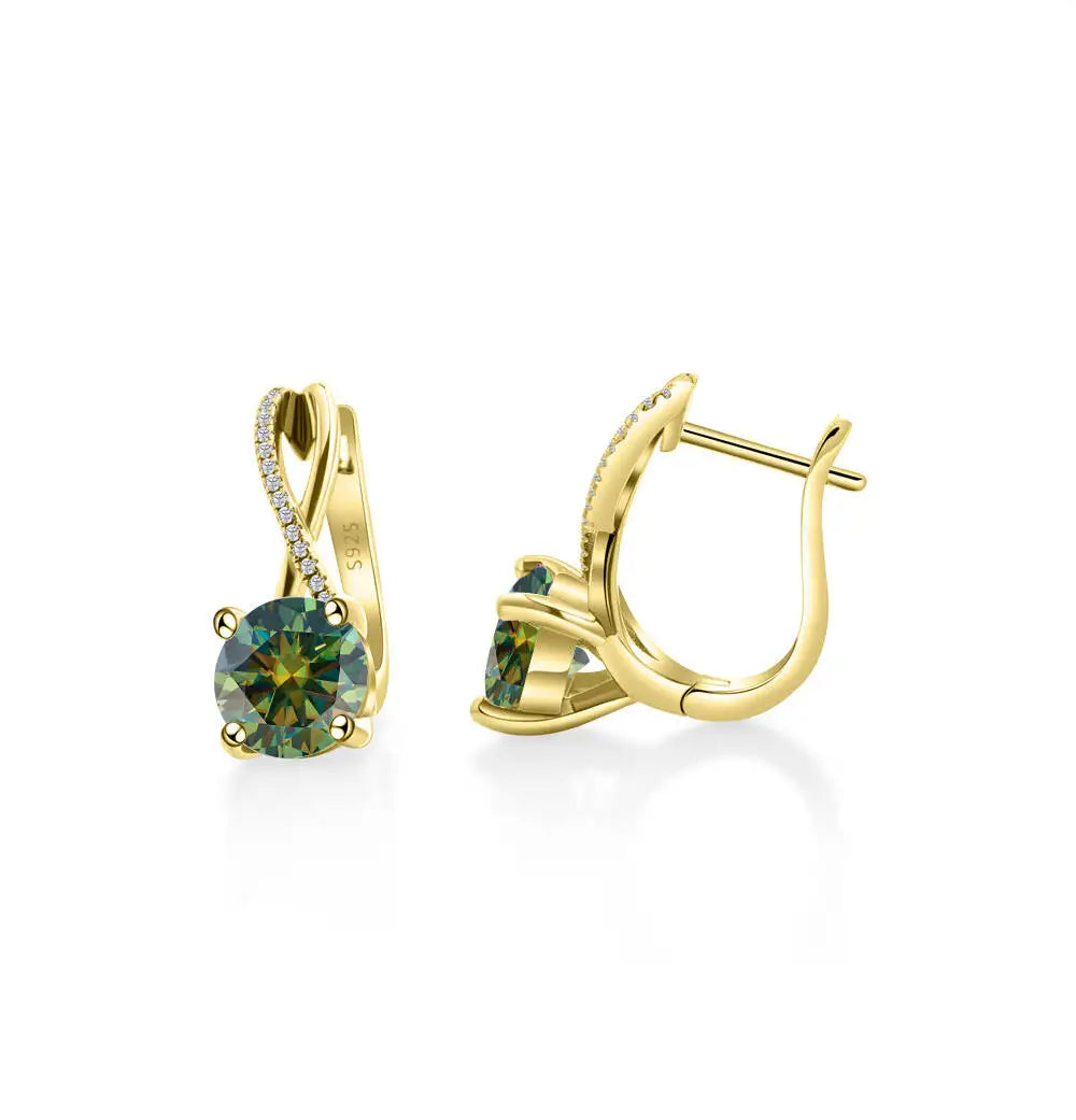 Boucles d'oreilles clips moissanite 2 carats, argent sterling 925, clous entrelacés, cadeau