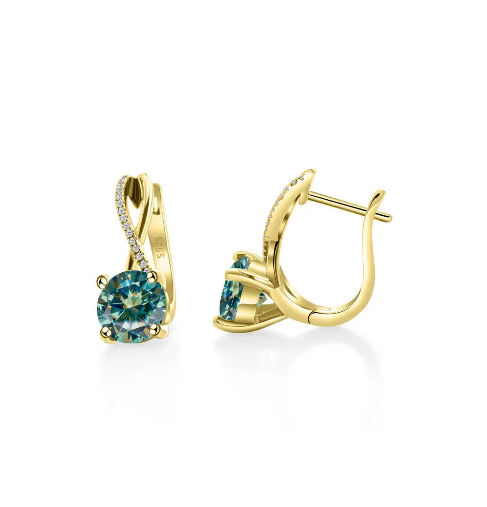 Boucles d'oreilles clips moissanite 2 carats, argent sterling 925, clous entrelacés, cadeau