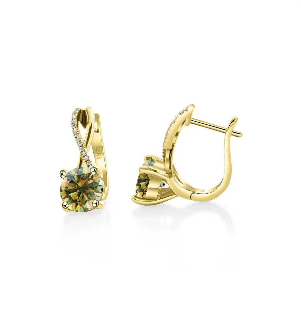 Boucles d'oreilles clips moissanite 2 carats, argent sterling 925, clous entrelacés, cadeau