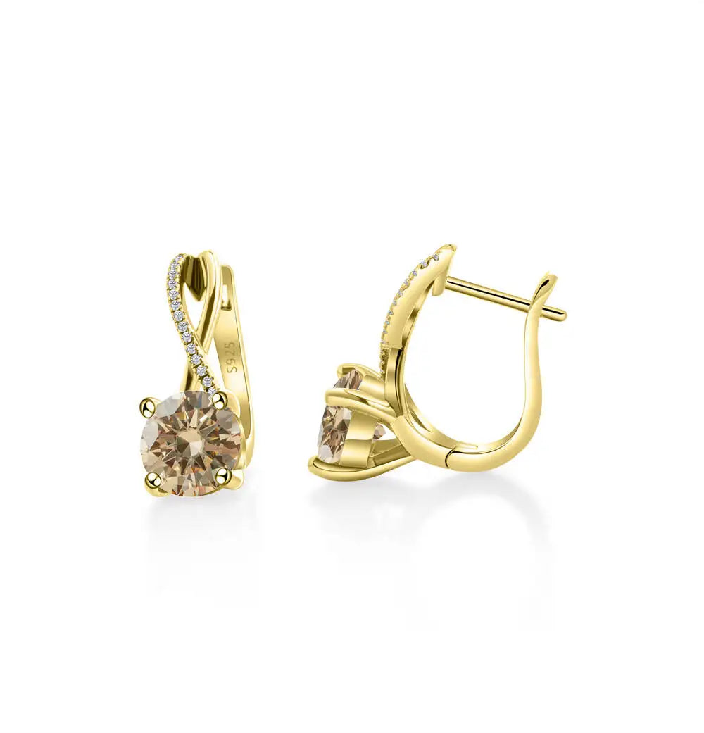 Boucles d'oreilles clips moissanite 2 carats, argent sterling 925, clous entrelacés, cadeau