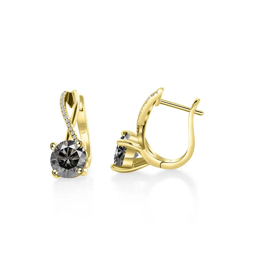Boucles d'oreilles clips moissanite 2 carats, argent sterling 925, clous entrelacés, cadeau