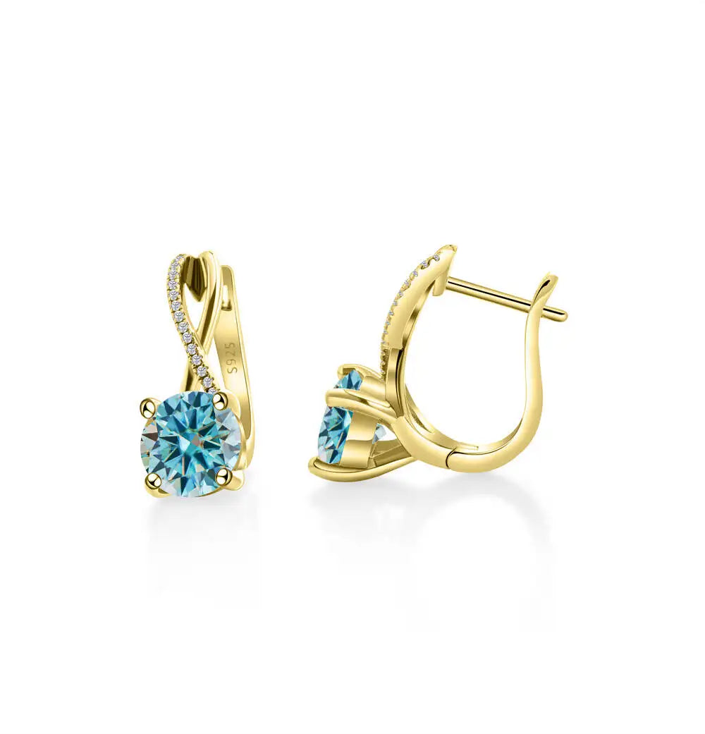 Boucles d'oreilles clips moissanite 2 carats, argent sterling 925, clous entrelacés, cadeau