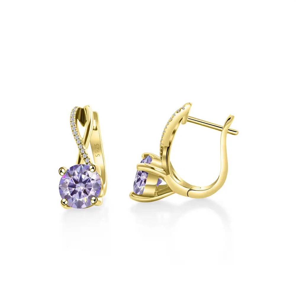 Boucles d'oreilles clips moissanite 2 carats, argent sterling 925, clous entrelacés, cadeau