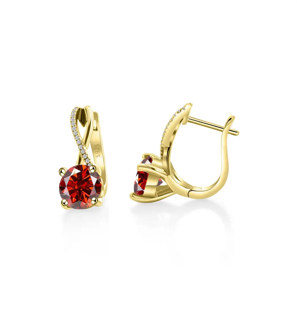 Boucles d'oreilles clips moissanite 2 carats, argent sterling 925, clous entrelacés, cadeau