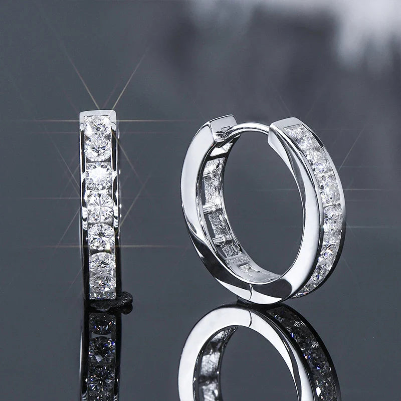 2,5 mm Moissanit Creolen aus 925er Sterlingsilber Unisex Zertifiziertes Paar
