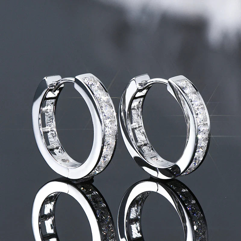 2,5 mm Moissanit Creolen aus 925er Sterlingsilber Unisex Zertifiziertes Paar