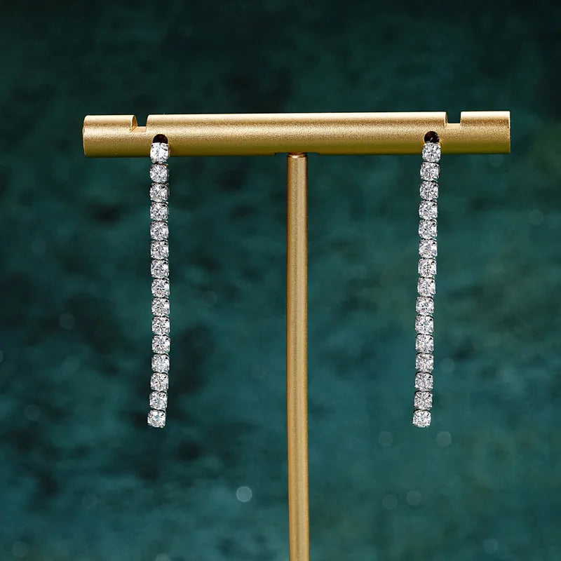2.5mm Moissanit Quasten-Ohrstecker 925 Sterling Silber Tennis-Kette