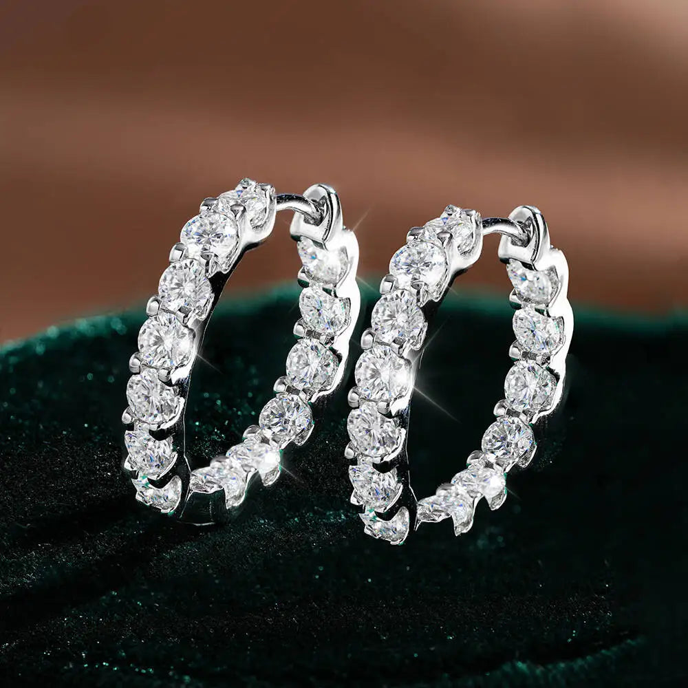 2,6 Karat D-Farbe Moissanit 925 Sterling Silber Weißgold plattierte Creolen für Damen zur Hochzeit