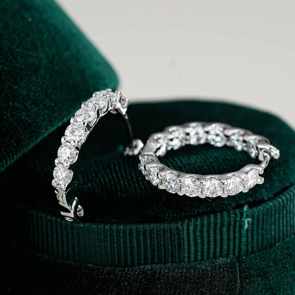 2,6 Karat D-Farbe Moissanit 925 Sterling Silber Weißgold plattierte Creolen für Damen zur Hochzeit