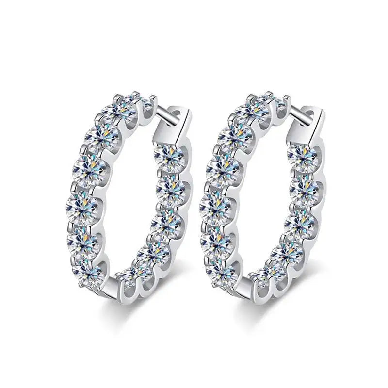 2,6 Karat D-Farbe Moissanit 925 Sterling Silber Weißgold plattierte Creolen für Damen zur Hochzeit