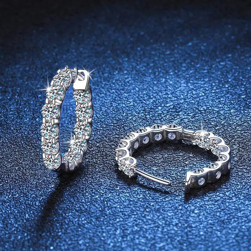 2,6 Karat D-Farbe Moissanit 925 Sterling Silber Weißgold plattierte Creolen für Damen zur Hochzeit