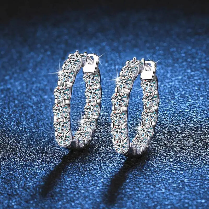 2,6 Karat D-Farbe Moissanit 925 Sterling Silber Weißgold plattierte Creolen für Damen zur Hochzeit