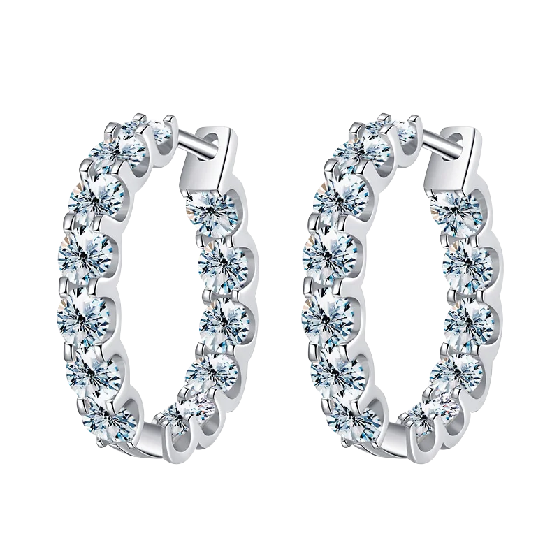 2,6 Karat D Moissanit 925 Sterling Silber Huggie Creolen Ohrringe für Damen Hochzeit